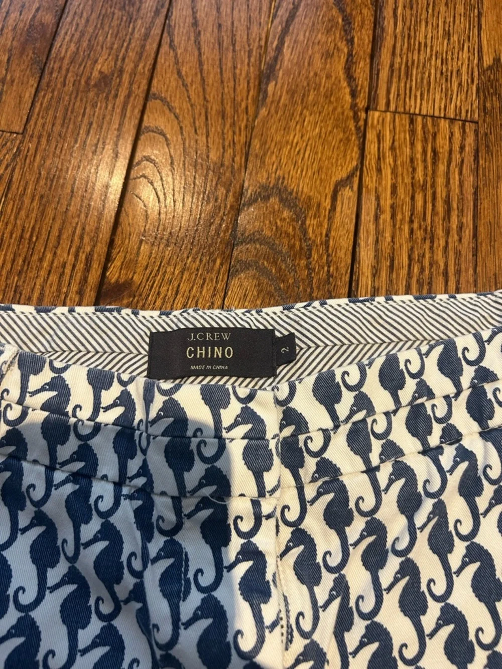 J. Crew Navy Seahorse Print Chino Shorts - Picture 2 of 3